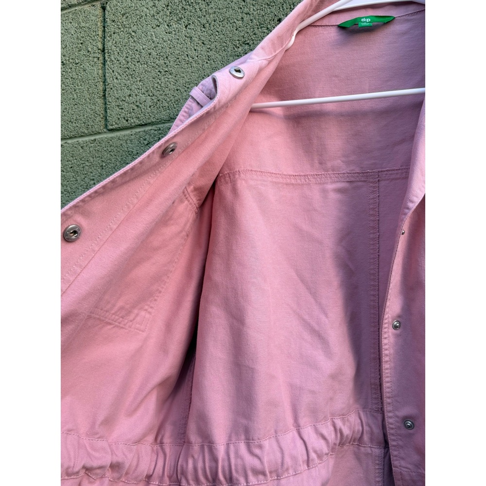 Dip Womens Pink Utility Jacket Snap Front Drawstring Waist Mauve Denim Medium - Picture 9 of 13